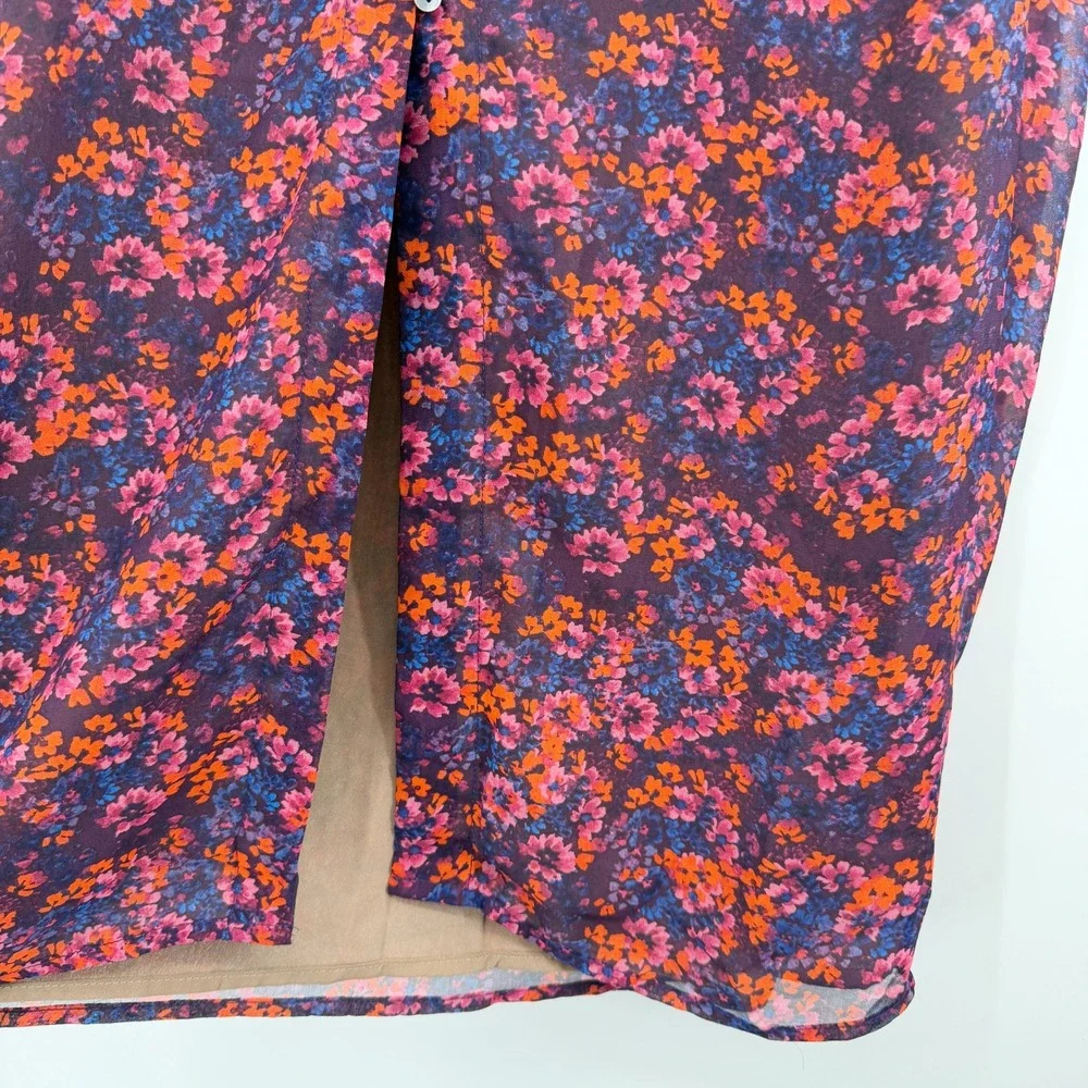 Dress Forum Short Sleeve Floral Button Front Midi Dress in Purple Red Size S NWT - Picture 8 of 13